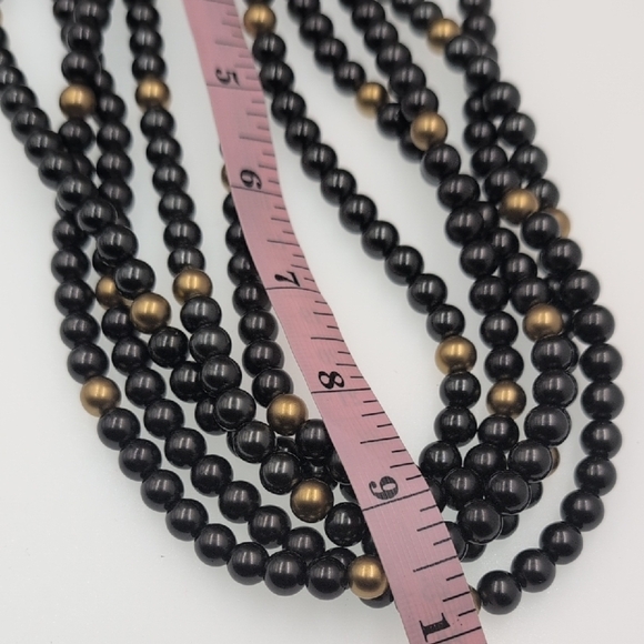 Stunning LRL Black, Gunmetal & Gold Bead Layered Statement Necklace - Picture 5 of 7